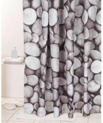 Duschvorhang grau Motiv Steine 180 x 200 cm