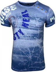 Rusty Neal Rundhals-Shirt mit Logoprint und Knopfleiste