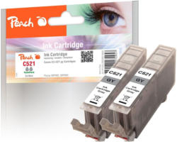 Peach Doppelpack Tintenpatronen grau mit Chip kompatibel zu Canon CLI-521gy, 2937B001