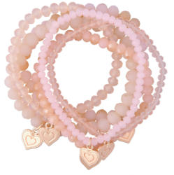 6 Damen Armbänder mit Herz-Anhänger