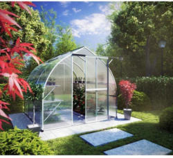 Gewächshaus Rhodo III 6mm, 5,15 m², Alu-silber, 2,27x2,27 m