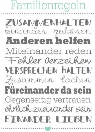 Keilrahmenbild 46x61cm Familienregeln