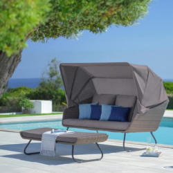 Loungesofa Curly in grau inkl. Fußteil