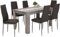 7-teilige Tischgruppe Mareike Beton Optik/ grau