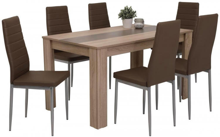 7-teilige Tischgruppe Mareike Sonoma Eiche Nachbildung/ cappuccino
