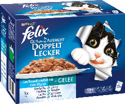 Felix Nassfutter für Katzen, So gut wie es aussieht, Doppelt lecker, Fisch Mix in Gelee, Multipack 12x100g
