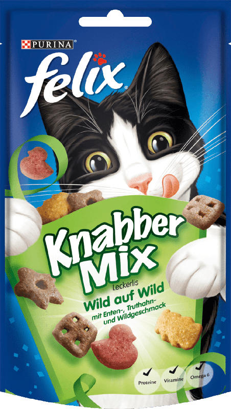 Felix Snack für Katzen, KnabberMix Wild auf Wild