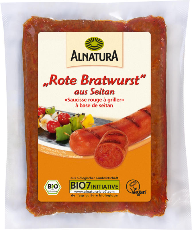 Vegane rote Bratwurst aus Seitan (gekühlt)