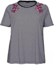 Damen-T-Shirt mit Blumen-Stickerei, große Größen