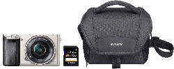 Systemkameras - SONY Alpha 6000 KIT (ILCE-6000L) + Tasche + Speicherkarte Systemkamera 24.3 Megapixel mit Objektiv 16-50 mm , 7.5 cm Display , WLAN