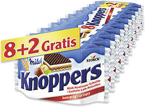 Knoppers 8er + 2 gratis, jede 250-g-Packung