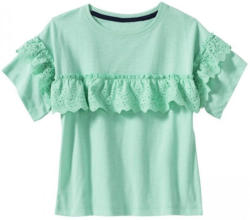 Mädchen T-Shirt mit Spitzen-Bordüre