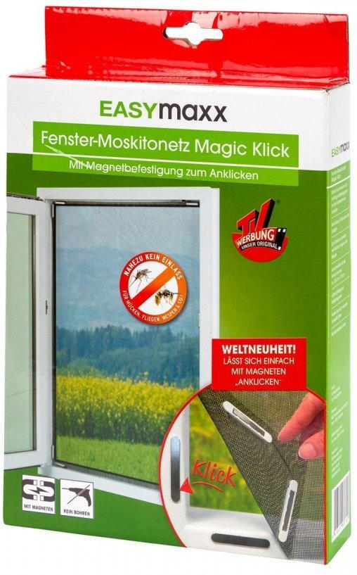 EASYmaxx Moskitonetz 150x130cm für Fenster mit Magnetbefestigung