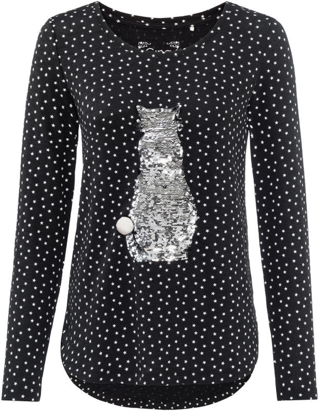 Damen Langarmshirt mit Wendepailletten
