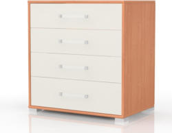 Kinderzimmer - Kommode Benjamin 06, Farbe: Buche / Creme - Abmessungen: 89 x 84 x 56 cm (H x B x T)