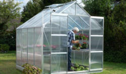 Vitavia Gewächshaus Uranus - Ausführung:6700 HKP 6 mm Alu, Fläche:ca. 6,7 m², Fenster:2, Maße:257 x 258 cm, Sockelmaß:254 x 254 cm