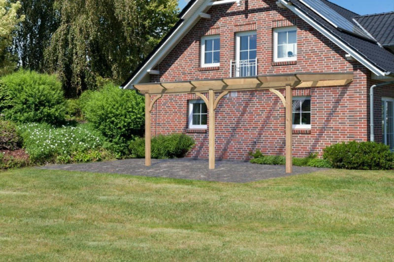 Karibu Terrassenüberdachung Premium Modell 3, Größe B - Variante: mit runden Kopfbändern