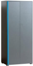 Jugendzimmer - Drehtürenschrank / Kleiderschrank Jakob 03, Farbe: Anthrazit / Türkis - 200 x 85 x 50 cm (H x B x T)