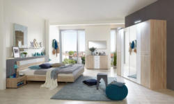 Schlafzimmer Komplett - Set Nako B, 6-teilig, Farbe: Eiche / Weiß