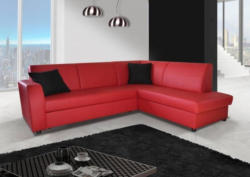 Polstermöbel Giovanna in rot mit Staukasten und Bettfunktion - Abmessungen: 245 x 200 cm (B x T) - Ottomane: Rechts