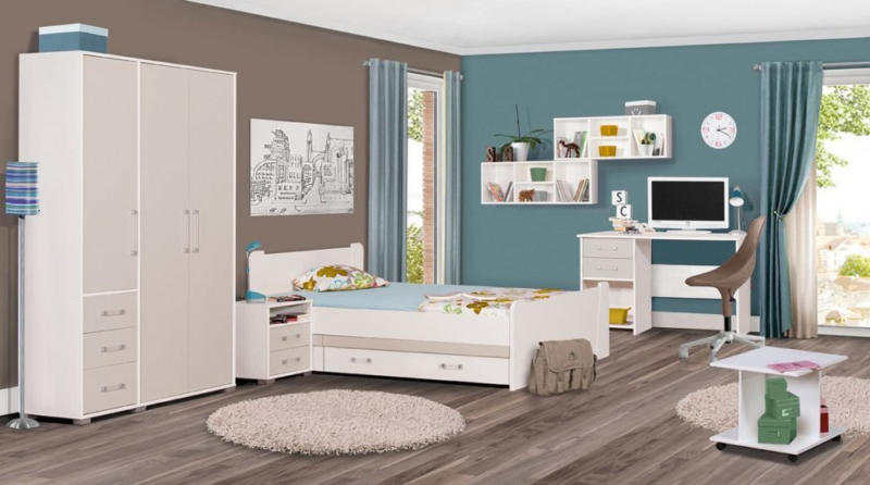 Kinderzimmer Komplett - Set A Benjamin, 8-teilig, Farbe: Weiß / Creme