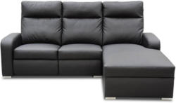 Ecksofa Elia mit Ottomane links in schwarz - Abmessungen: 216 x 172 cm (L x B)