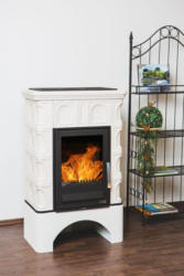 wogibtswas.at - Kaminofen mit Kacheln Britania - Kachelfarbe: Ahornweiß