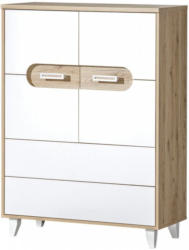 Kommode Bengasi 04, Farbe: Eiche Hellbraun / Weiß - 124 x 91 x 41 cm (H x B x T)