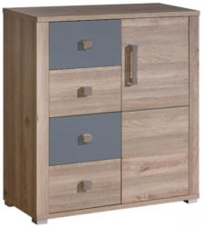 Kommode Cavalla 10, Farbe: Eiche / Grau - Abmessungen: 103 x 96 x 40 cm (H x B x T)