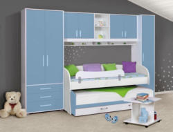 Jugendzimmer Komplett - Set AB Benjamin, 6-teilig, Farbe: Weiß / Blau