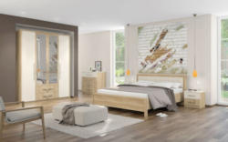 Schlafzimmer Komplett - Set B Lepa, 5-teilig, Farbe: Eiche Braun / Creme