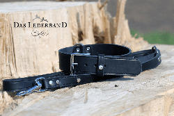 Das Lederband Hundehalsband Weinheim Schwarz Breite 30 mm / Länge 52 cm
