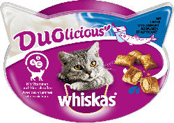 Whiskas Snack für Katzen, Knuspertaschen, Duolicious mit Lachs & Joghurt