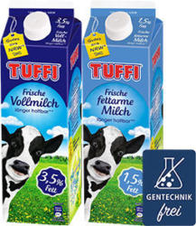 Tuffi frische Milch 1,5/3,5 % Fett, jede 1-Liter-Packung