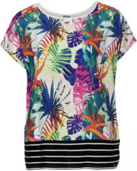 Damen-T-Shirt mit gestreiftem Saum, große Größen
