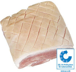 Frischer Schinkenkrustenbraten vom Schwein, mit Knochen, Speck und Kruste, je 1 kg