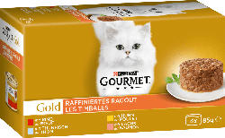 GOURMET Nassfutter für Katzen, Gold Raffiniertes Ragout mit Huhn, Multipack