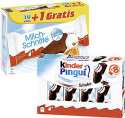 Milch-Schnitte 10 plus 1 Gratis 11 x 28 = 308 g oder kinder Pingui 8 x 30 = 240 g jede Packung