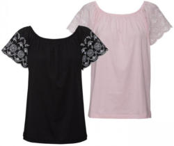 Damen-T-Shirt mit Hohlsaum-Stickerei