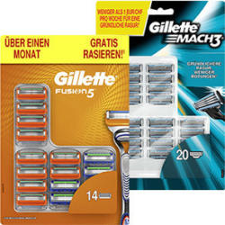 Gillette Mach3 oder Fusion5 Rasierklingen jede 20er/14er-Packung