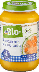 dmBio Babymenü Karotten mit Reis und Lachs nach dem 4. Monat