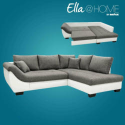 Ella@HOME Ecksofa - weiß-anthrazit - Liegefunktion - Armlehne links
