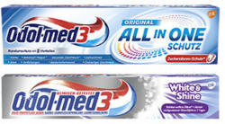 Odol-med3 Zahncreme All in one Schutz oder White&Shine, Samtweiss oder Complete Care, versch. Sorten, jede 75-ml-Packung