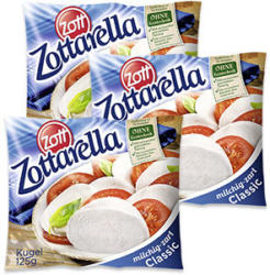 Zottarella Mozzarella Classic 45 % Fett i. Tr., jede 125-g-Packung
