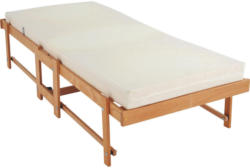 Klappbett in Holz, Textil Buchefarben