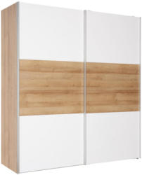 Schwebetürenschrank in Weiß, Eichefarben