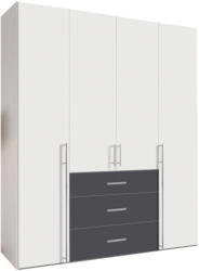 Drehtürenschrank In Graphitfarben, Weiß