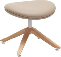 Hocker In Holz, Leder Eichefarben, Cappuccino