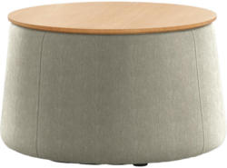 Hocker In Holz, Textil Naturfarben, Eichefarben