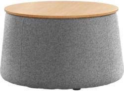 Hocker In Holz, Textil Braun, Grau, Eichefarben